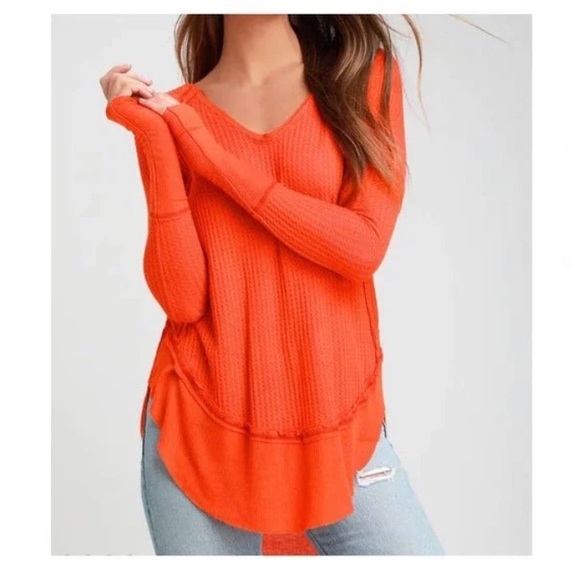 We The Free Tops - Free people Catalina Boho V Neck Long Sleeves Thermal Top L